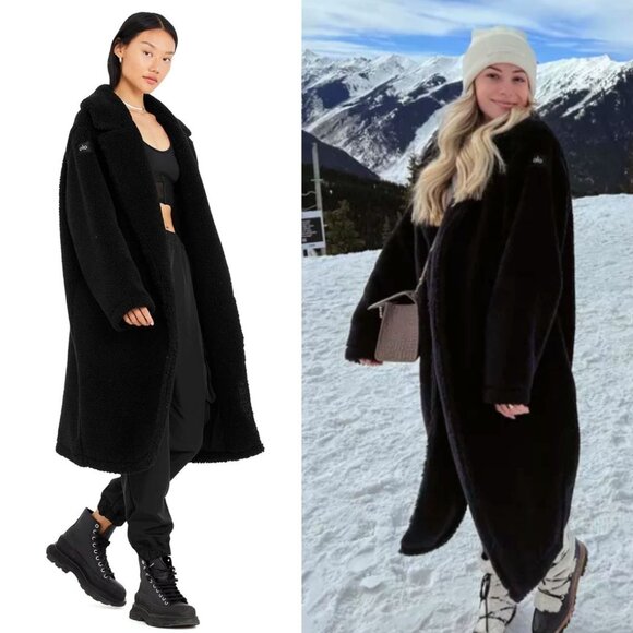 ALO Yoga Jackets & Blazers - Alo Yoga Oversized Black Plush Sherpa Classic Trench Coat Size XS